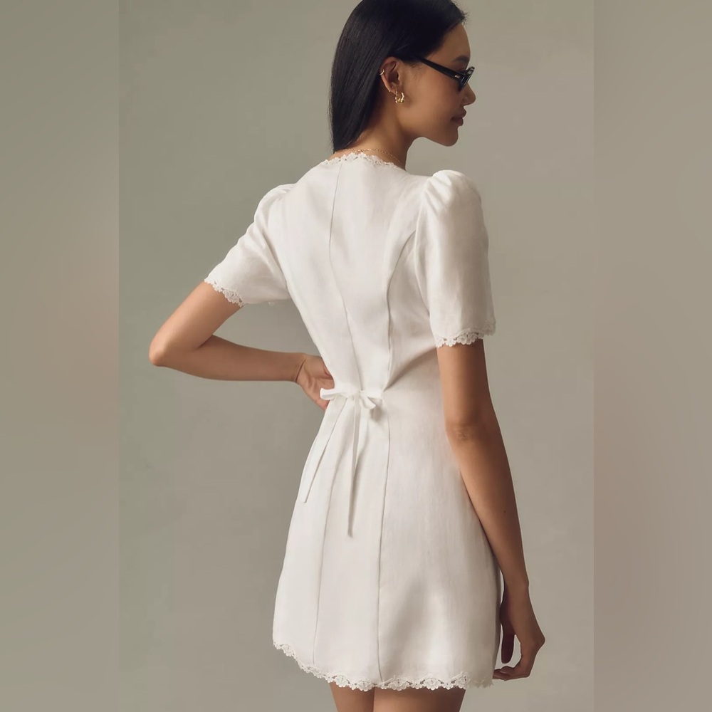 Reformation Anabella Linen Mini Dress in White - Picture 3 of 8